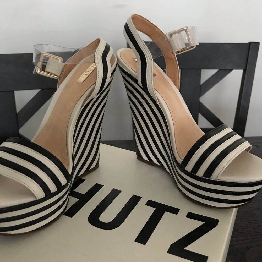 Schultz black & white wedge heels - Picture 4 of 6